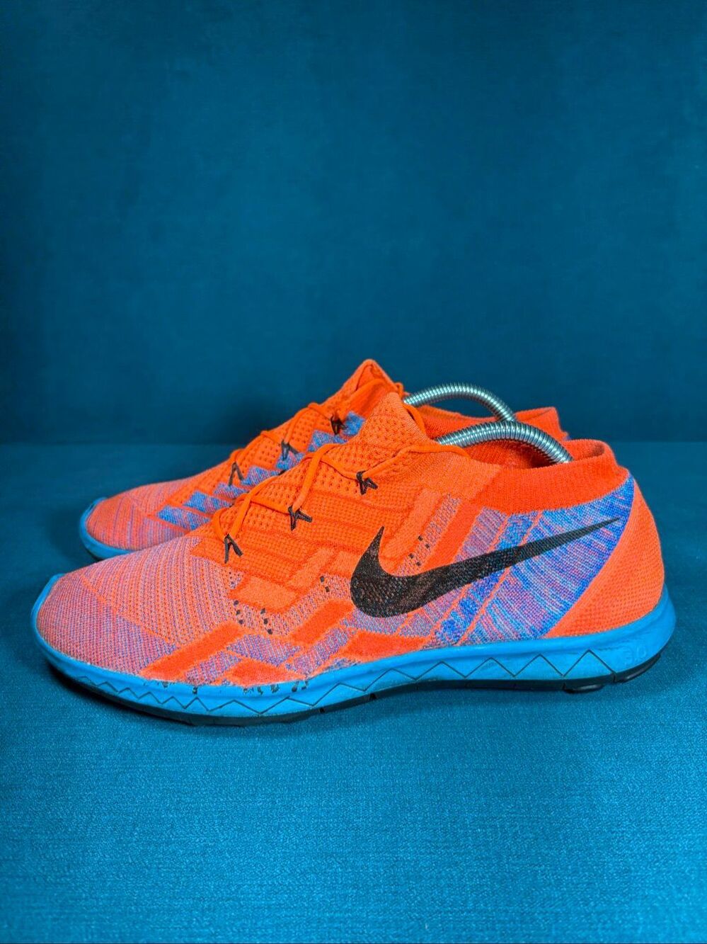 Nike Free 3.0 Flyknit Total Orange Blue Lagoon Men's Size 11 718418-802